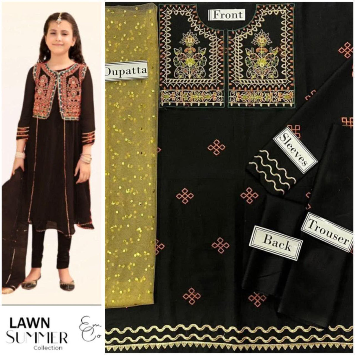 Black & Golden Lawn Kids  – 3 Piece Suit