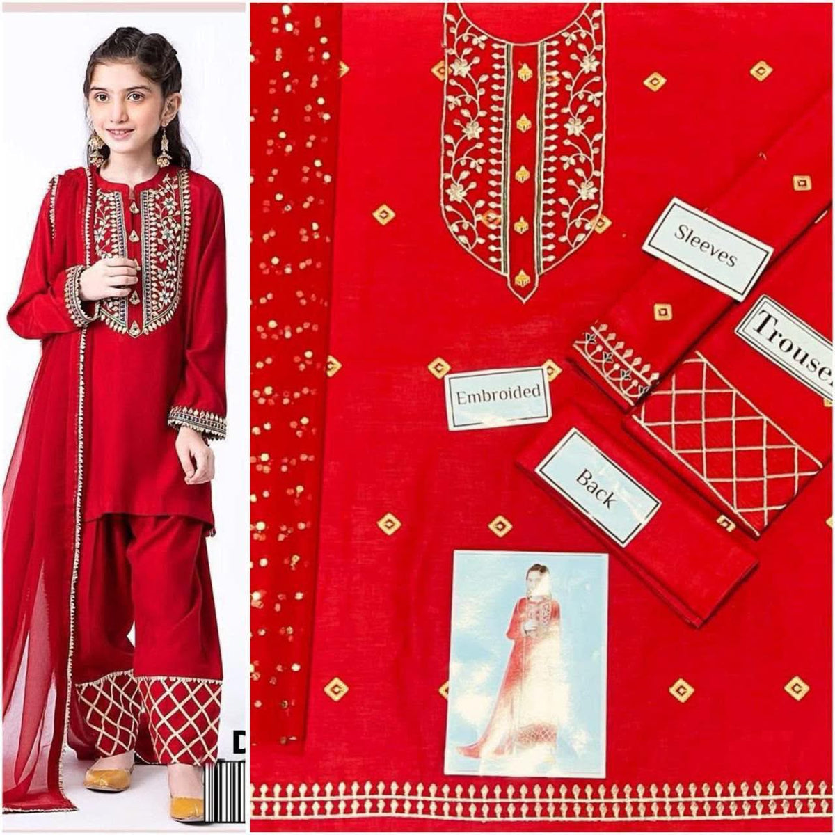 Rich orange Lawn Kids  – 3 Piece Suit