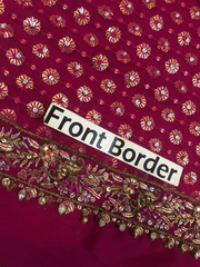 Premium Black & Maroon   Embroidered  3PCS Suit