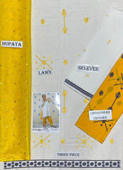Yellow & White Lawn Kids  – 3 Piece Suit