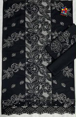 Luxury Embroidered Pure Black  Lawn 2PCS Suit