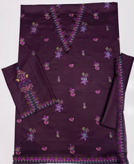 Embroidered Purple Flower  Lawn 2PCS Suit