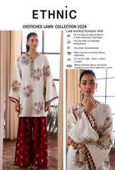 Embroidered Cream & Mehroon Lawn 2PCS Suit