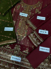 Mehroon & Mehdi  Embroided Suits 3PCS