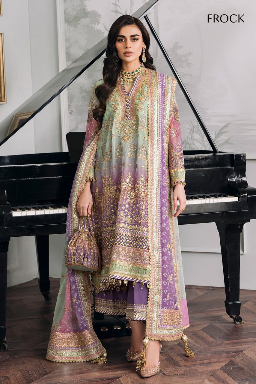 Luxury Pink & Green  Embroided Suits 3PCS