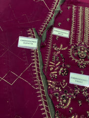 Luxury Purple Embroidered  3PCS Suit