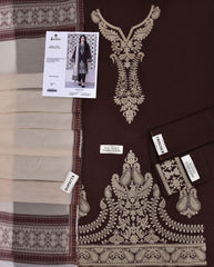 Embroidered Dark Brown Lawn 3PCS Suit