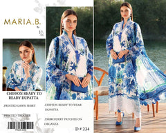 Luxury Midnight Blue Embroidered Lawn 3PCS Suit