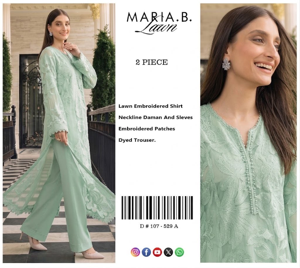 Luxury Embroidered Mint Green Lawn 2PCS Suit