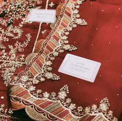 Luxury Red Embroidered Lawn 3PCS Suit