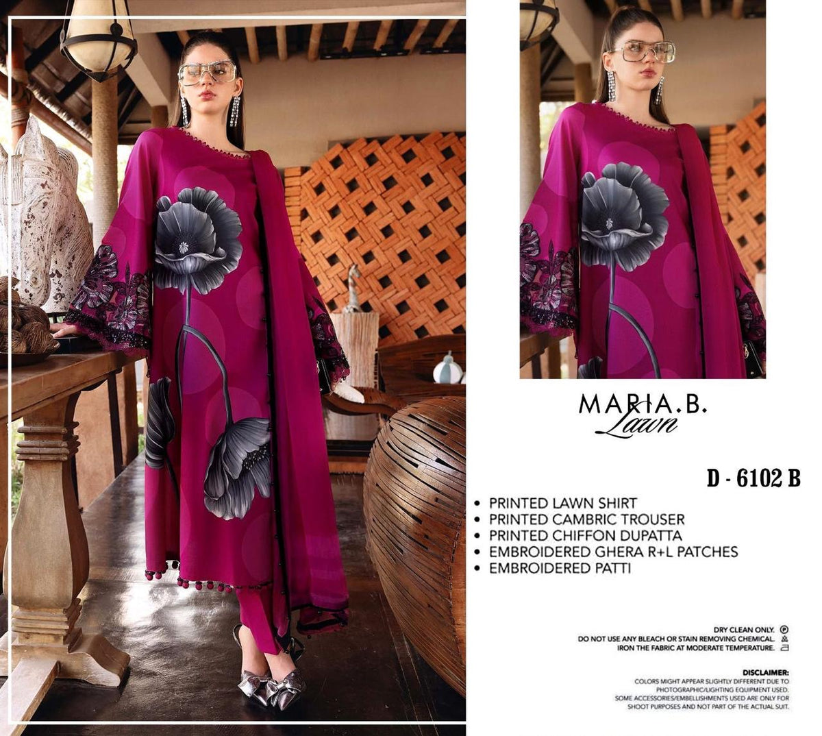 Luxury Purple & Black Embroidered Lawn 3PCS Suit