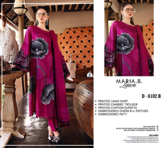 Luxury Purple & Black Embroidered Lawn 3PCS Suit