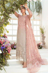 Luxury Pink & Biege Embroidered  3PCS Suit