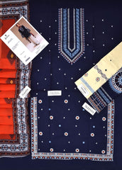 Embroidered Blue & Beige Lawn 3PCS Suit