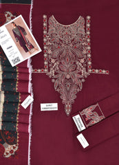 Embroidered Maroon White Lawn 3PCS Suit