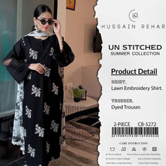 Embroidered Black Pattern  Lawn 2PCS Suit