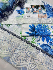Luxury Midnight Blue Embroidered Lawn 3PCS Suit