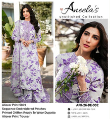 Luxury White & Purple Embroidered Lawn 3PCS Suit