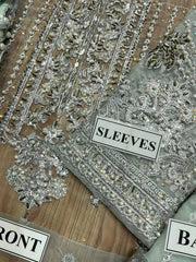 Luxury Silver Pista  Embroidered 3PCS Suit