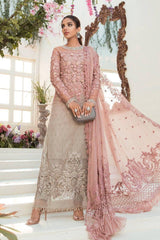 Luxury Pink & Biege Embroidered  3PCS Suit