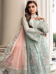 Luxury Pink & light Green Embroided 3pcs suit