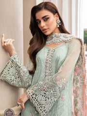 Luxury Pink & light Green Embroided 3pcs suit