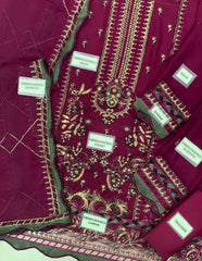 Luxury Purple Embroidered  3PCS Suit