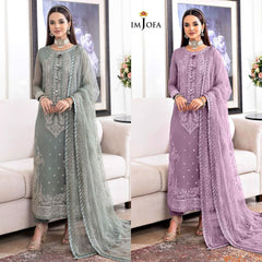 Luxury Purple & Silver  Embroided 3pcs suit