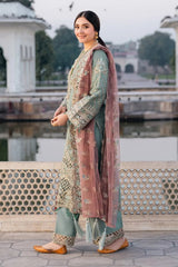 Luxury Dark  Pista Embroided Suits 3PCS