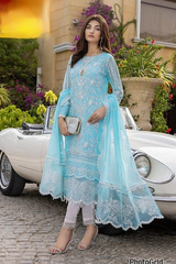 Premium Blue & Purple  Embroidered  3PCS Suit