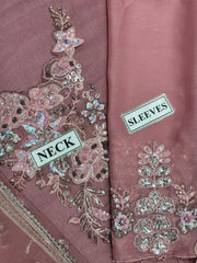 Premium  Pink  Embroidered 3PCS Suit