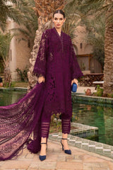 Luxury Maroon & Purple  embroided 3 Pcs suit