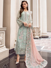 Luxury Pink & light Green Embroided 3pcs suit