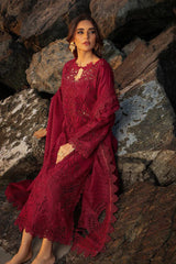 Luxury Maroon & Red  embroided 3 Pcs suit