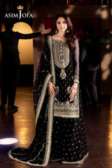Luxury Black & Zinc  embroided 3 Pcs suit